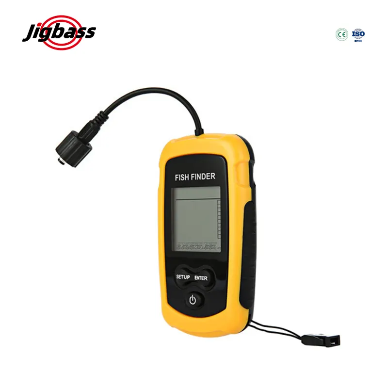 JIGBASS TL88 Großhandel tragbarer 200-KHz-Wasserdichter Ultraschall-Alarm 100M Echosounder kabelgebundener Sonarsensor Fischfinder zum Angeln