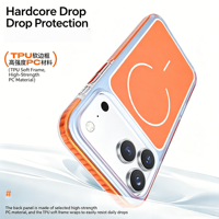 Coque de téléphone magnétique originale de luxe orange avec protection d'appareil photo pour iPhone 17 Pro Air et iPhone 17 Pro Max