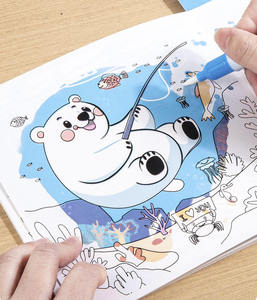 Libro de Actividades de Colorear con Agua Reutilizable, con Hoja de Pegatinas y Bolígrafo de Agua, Juguete Artístico sin Desorden para Niños - Product Image 4