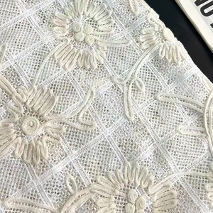 Tela de Encaje Floral Transpirable y Soluble <span class=keywords><strong>en</strong></span> Agua, 100% Algodón, <span class=keywords><strong>para</strong></span> Ropa o Vestidos Hawaianos, Tela de Encaje Bordada - Product Image 4