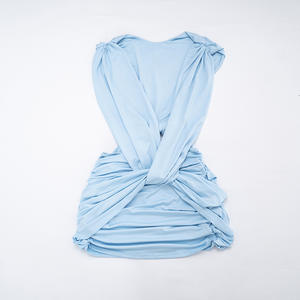 Viviblook Q26DS014 Vestido de Verano para Mujer, Nuevo, Color Sólido, Casual, Cruzado, Sin Mangas, Plisado, Ajustado, Mini Vestido de Fiesta - Product Image 6