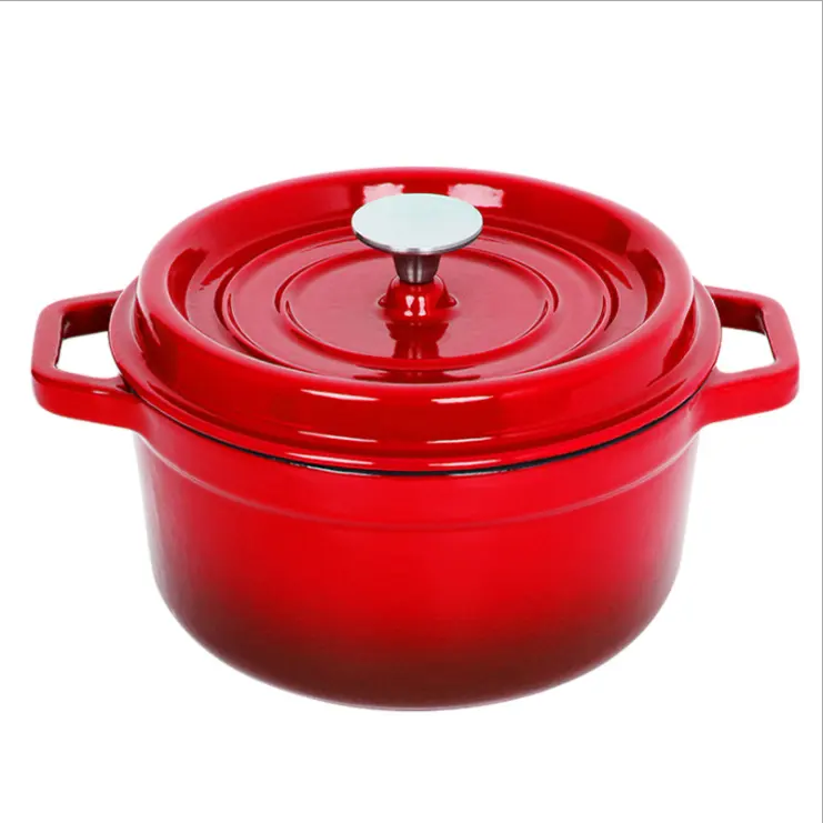 Factory high quality cookware OEM ODM available red cast iron enamel casserole cooking pot with insulation pads