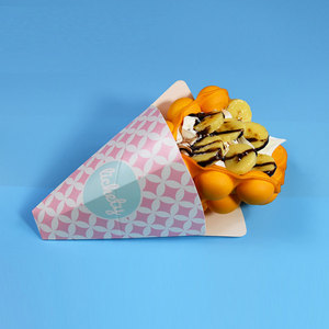 Vente chaude : Support en papier pour gaufres, emballage pour boîte à <span class=keywords><strong>pizza</strong></span>, support pour frites, support pour gaufres bulles, gobelet à crème glacée, cône à crêpes triangulaire pour à emporter - Product Image 2