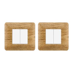 Plaque d'interrupteur mural Gloca 2P en plastique imitation bois foncé, 2 postes, durable pour Matix - Product Image 1