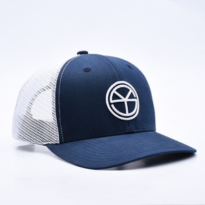 High Quality Brand Styles 3d Embroidered 112 Trucker Cap Custom 6 Panel Blue <b>White</b> Richardson Mesh Trucker Hats - Product Image 3