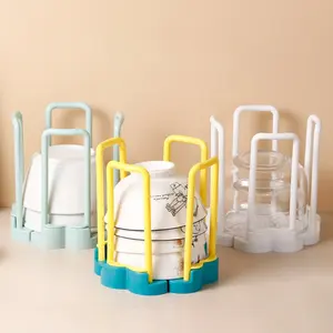 Estante para tazones, soporte retráctil para tazones de escritorio, estantes duraderos para almacenamiento de tazones, estante de plástico para drenaje de agua, organizador de cocina extraíble - Product Image 4