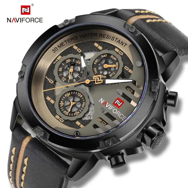 NAVIFORCE 9110 Top Brand 30M Water Resistant Men Sports Watches Multi Function Quartz Watch Male Wrist Watch Clock