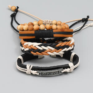 Grabado <span class=keywords><strong>Believe</strong></span> cuero multicapa pulsera tejido trenzado con cuentas pulseras pulsera brazaletes brazalete mujeres hombres - Product Image 2