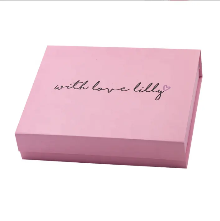Custom logo luxury pink rigid Underwear magnetic folding paper packaging box