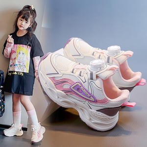 รองเท้ากีฬาลายตาข่ายระบายอากาศได้ดีสำหรับเด็กผู้หญิงรองเท้าลำลอง2025ฤดูร้อนสไตล์ใหม่รองเท้าวิ่งหัวเข็มขัดหมุนรองเท้ากีฬา - Product Image 5