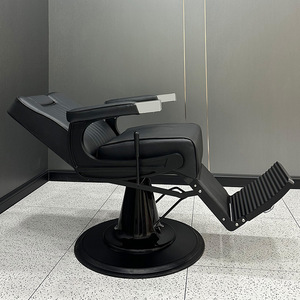 Poltrona da <span class=keywords><strong>Barbiere</strong></span> Moderna di Alta Gamma, Completamente Nera, Reclinabile, con Pompa Idraulica Robusta e Rotazione, per <span class=keywords><strong>Salone</strong></span> e Rasatura - Product Image 3
