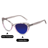 Nouvelles montures de lunettes photochromiques, lunettes optiques bloquant la lumière bleue, lunettes de soleil œil de chat à changement de couleur photochromatique