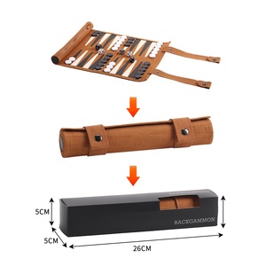 Handmade PU da gấp <span class=keywords><strong>backgammon</strong></span> tùy chỉnh trò chơi du lịch cho vui cờ vua nhà máy Roll-up thiết kế - Product Image 3