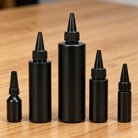 Bouteille en plastique HDPE noire à presser avec bouchon à pointe torsadée, impression de logo personnalisée pour la teinture des cheveux, l'encre de tatouage, les liquides cosmétiques