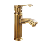 Robinet mélangeur de salle de bain rétro en laiton massif bronze antique à poignée unique de haute qualité
