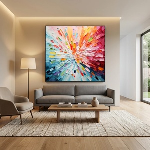 Peinture abstraite impasto colorée en gros avec texture 3D, style nature morte faite à la main, toile murale d'art - Product Image 5