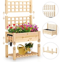 Jardinière en bois personnalisable de style américain, portable, surélevée et respirante, avec treillis pour plantes