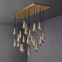 Lustre créatif à tête unique en forme de goutte d'eau, avec redresseur à semi-conducteurs, en fer doré et verre, de luxe, pour escalier et comptoir de bar
