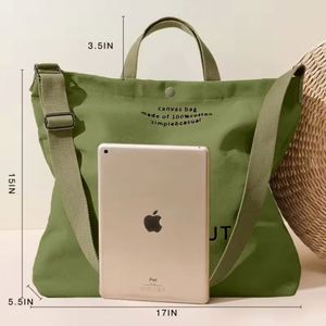 Sac fourre-tout bandoulière en toile grande capacité pour femme, fermeture éclair et fermoir, poches, usage quotidien, prix usine - Product Image 2
