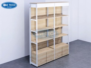 Étagères en bois avec structure en fer personnalisables / rayonnages gondoles Vietnam One Tech Wood Supermarket Rack, étagère perforée légère - Product Image 4