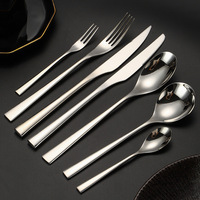 Ensemble de couverts en acier inoxydable 304, nouvelle ère, couteau, fourchette, cuillère, manche carré épaissi, finition miroir, moderne, pour mariage
