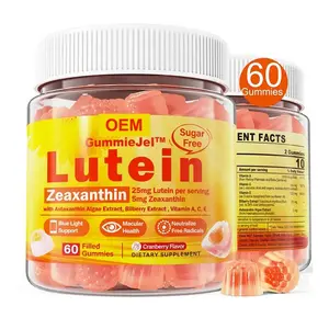 Özel etiket Zeaxanthin Lutein yetişkinler için Vegan Gummies göz sağlığı takviyesi için Gummies dolgulu