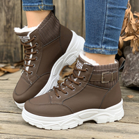 Chaussures d'hiver pour femmes à semelle épaisse, doublées de fourrure, à lacets, plateforme haute, chaudes, tendance, multicolores.