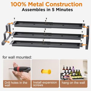 OEM ODM <b>Spice</b> <b>Rack</b> 3 Tier Wall Mounted Removable Cabinet Organizer Minimalist Rectangle Shape - Product Image 4