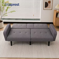 Sofá Cama Convertible Moderno con Consola Plegable, Puerto de Carga USB, Portavasos Dobles y Bolsillo Lateral para Dormitorio o Sala de Estar