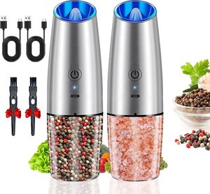 Hot Selling Adjustable Spice Black Pepper Grinder <b>Mill</b> with Blue Light Automatic Gravity Electric Salt and Pepper <b>Mill</b> Set of 2 - Product Image 1