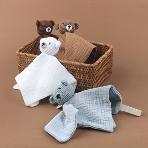 En gros, Doudou ours en crochet en mousseline douce et adorable pour bébé, <span class=keywords><strong>couverture</strong></span> de réconfort pour enfant - Product Image 1