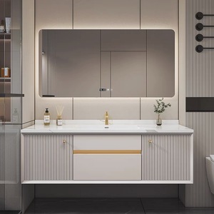 Wall-mounted Floating Floor in the Bathroom, Dressing Table, Cabinet, <strong>Panel</strong>, Mirror and Sink - Product Image 2