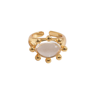 Vintage Waterproof 18K Gold Plated Stainless Steel Irregular Opening <b>Ring</b> for Women Wedding Engagement Gift - Product Image 6