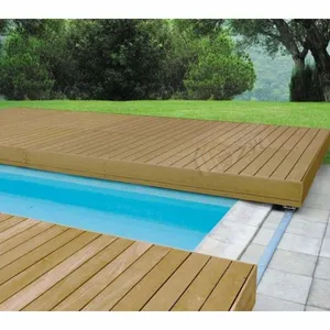 Fully Automatic sliding Pool Cover Concept Two Telescopic Sections Sliding In and Out.