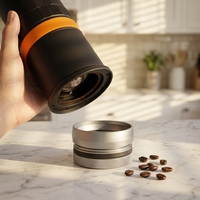 Moulin à café électrique automatique compact et portable de bonne qualité en aluminium et acier inoxydable, facile à nettoyer, idéal pour voiture et hôtel