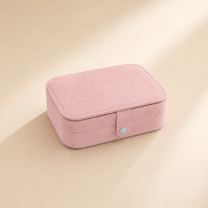 Zebopak Pink Velvet Portable Jewelry Organizer <b>Box</b> with <b>Mirror</b> Ring Earring Necklace Storage Travel Case Wholesale - Product Image 2