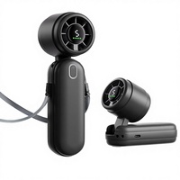 Ventilateur portable en plastique 3-en-1 avec écran LED, 4000 mAh, portatif, pour le cou et le bureau, moteur sans balais, 12h d'autonomie