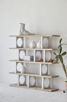 Gaya Modern pertengahan abad geometris modern furnitur antik daur ulang pinus tampilan aksen kabinet kayu lemari rak buku