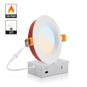 Etl 9W 12W Dimmable Cct Recessed Mounted Fire Proof Potlight Slim Round Fire Rated Led Panel Light With Driver