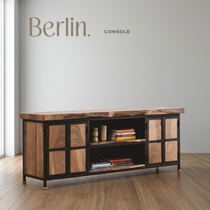 Industrial Wood Metal <b>Console</b> <b>Table</b> <b>Storage</b> Cabinet Farmhouse TV Stand Living Room Side <b>Console</b> - Product Image 2