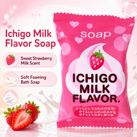 Savon Pelican fabriqué au Japon, saveur Ichigo Milk, solide, 80g, lait de fraise, mousse crémeuse, savon japonais mignon, vente en gros