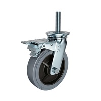 Roue pivotante antistatique robuste de 8 pouces (200 mm) en TPR gris avec tige filetée / frein