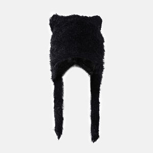 Lady Autumn Winter Warme Ohren Mütze mit 3D gestickten Plüsch Katzen ohren Gestrickte Gehörschutz Mütze für Strand und Business - Product Image 4