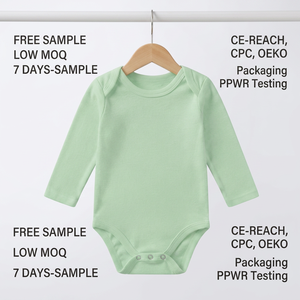 Großhandel Hersteller Druckknopf Langarm Baby-Strampler 100% Baumwolle Neugeborenen-Romper Weiße Farbe Baby-Bodysuit - Product Image 2