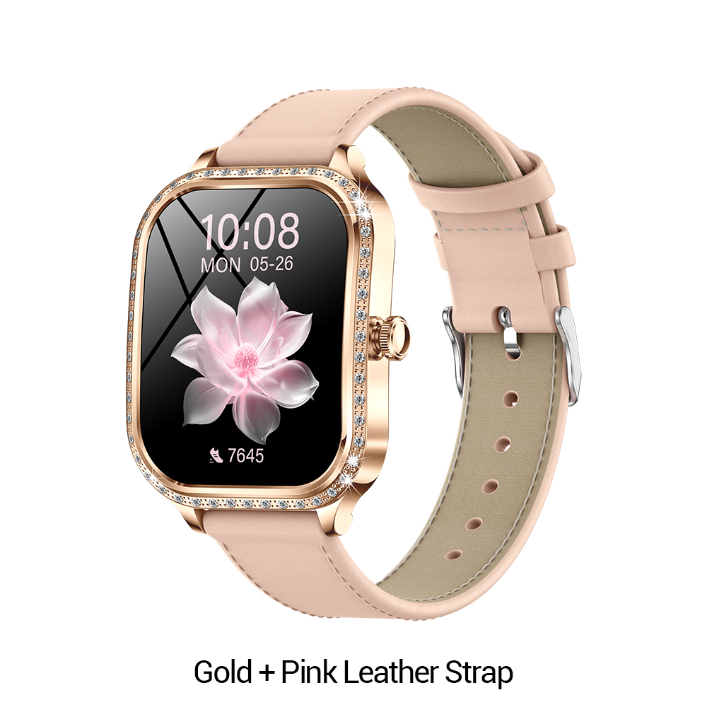 Or + bracelet en cuir rose