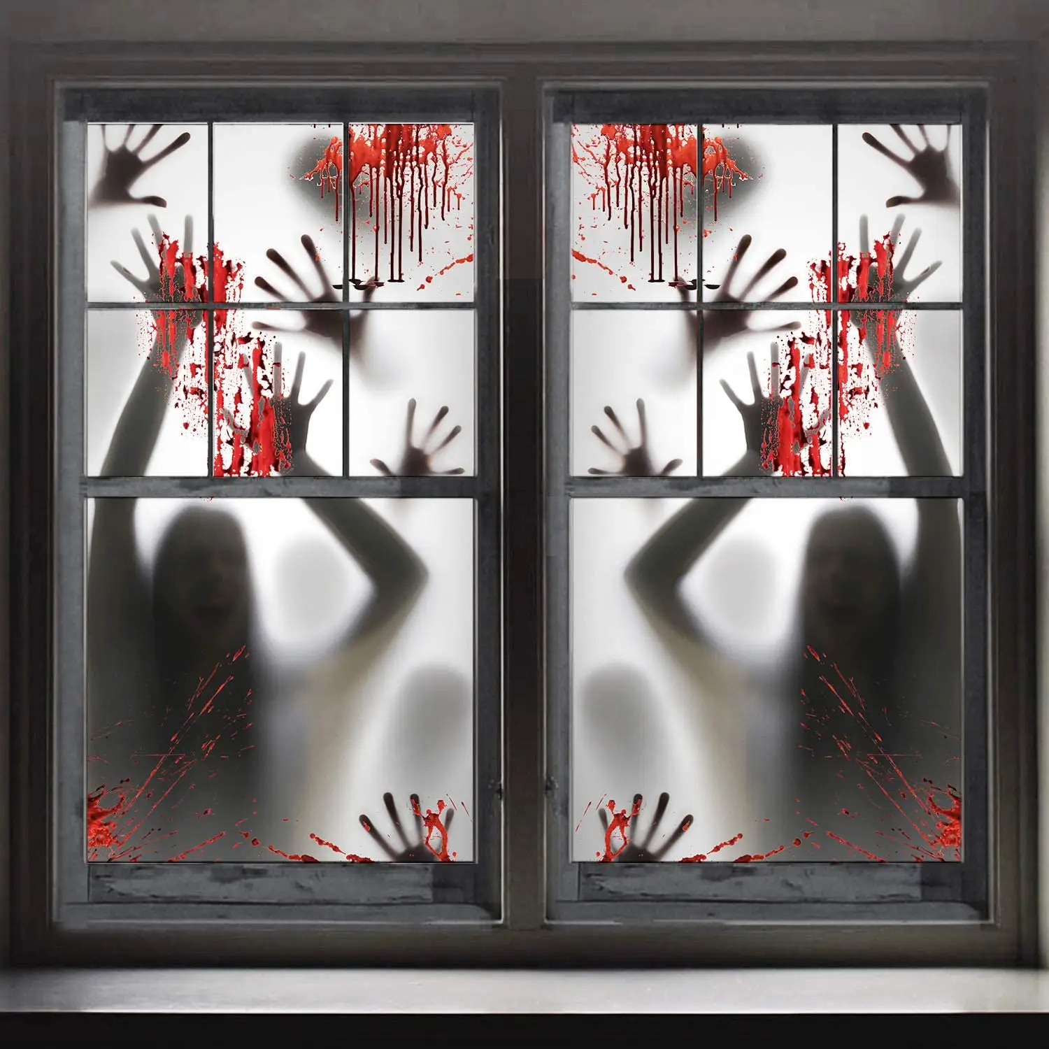 2 pièces couverture de porte de fenêtre de décoration de maison hantée d'halloween