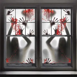 2PCS Halloween Haunted House Decoration Window Door Cover