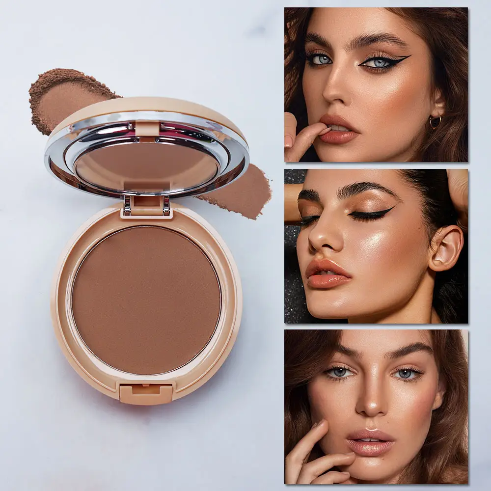 Vegan yüksek Pigment özel kendi marka yüz şekillendirme preslenmiş toz özel etiket bronzlaştırıcı paleti makyaj