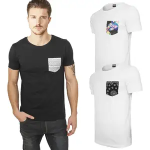 Wholesale supplier Breathable Cotton Mens Blank Crew Neck Colorful Design Pocket T Shirt