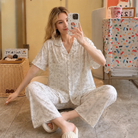 Nouvel Arrivage 2026 – Ensemble de Pyjama Femme Imprimé Floral, Chemise à Manches Courtes et Pantalon Long, Tenue d'Intérieur et de Détente, Vente en Gros OEM